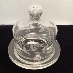 Vintage Princess House small Etched Glass Domed ButterDish